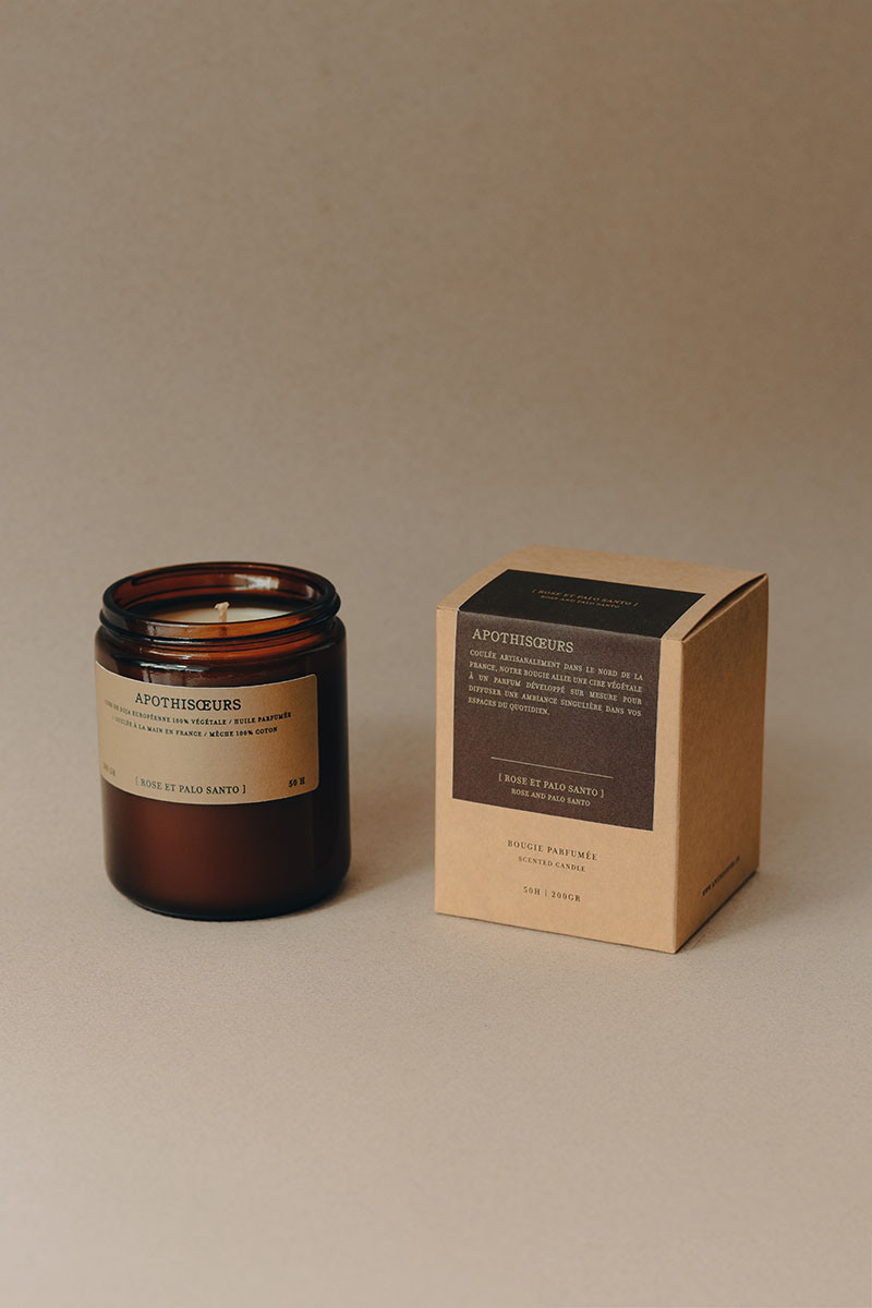 Bougie parfumée rose et palo santo - 200gr
